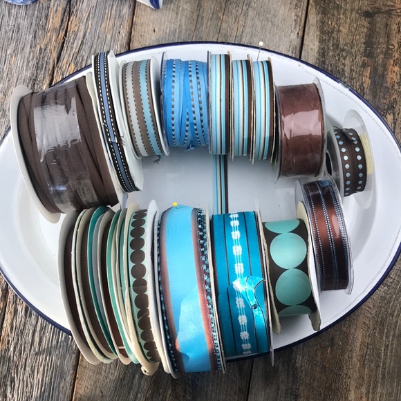 May Arts Other - Assorted Blue and Brown Shades Rib bon and Trim 18 Rolls
